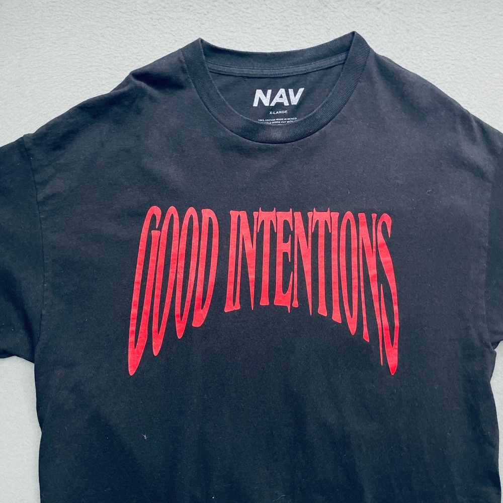 Nav x Vlone Men T-Shirt Cotton XL Black Good Intentions Streetwear Graphic Tee